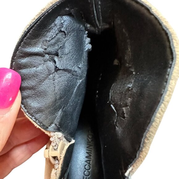 Rebecca Minkoff Tan Suede Heeled Western Ankle Boots Side Zip Boho Neutral 8.5 - Picture 10 of 11